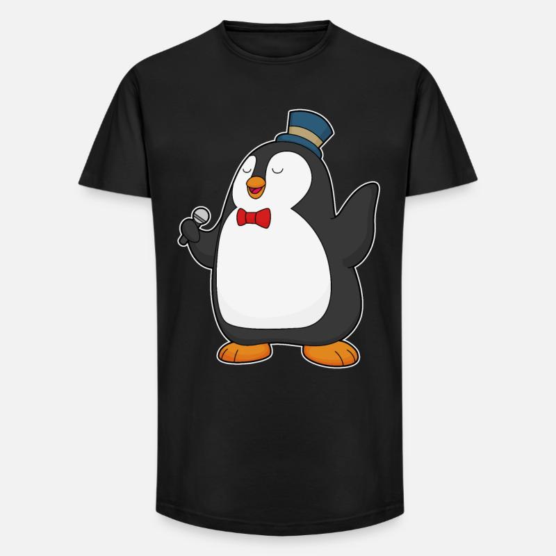 Penguin Singer Microphone - T-shirt coupe longue homme - noir
