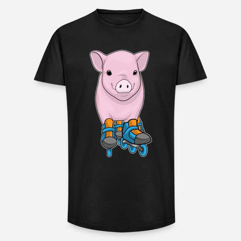 Schwein Inline skating Inline skates - Long Fit Männer T-Shirt - Schwarz