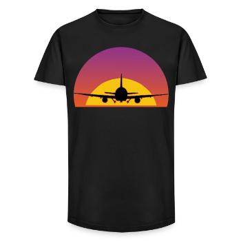 Voyage en avion - T-shirt coupe longue homme - noir - Devant - AI Model Male 185 light (185cm)