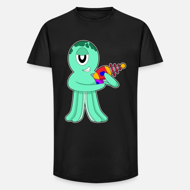 Octopus Alien - T-shirt coupe longue homme - noir