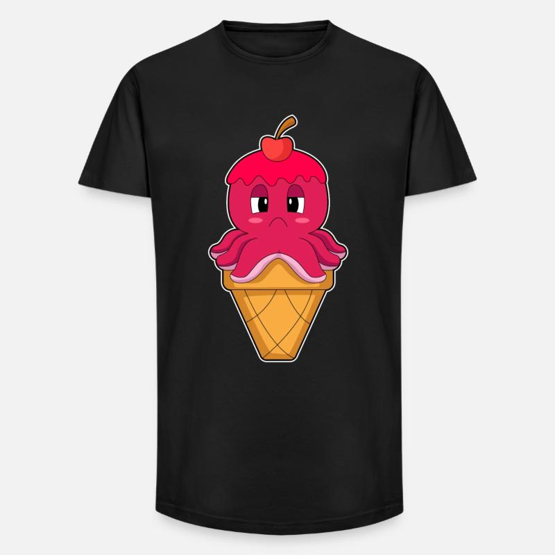 Krake Waffeleis Kirsche - Long Fit Männer T-Shirt - Schwarz