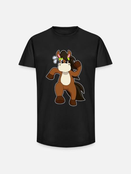 Courses hippiques - T-shirt coupe longue homme - noir