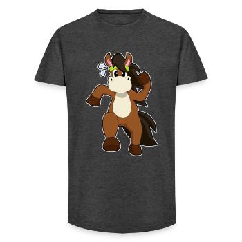 Courses hippiques - T-shirt coupe longue homme - charbon - Devant - AI Model Male 185 light (185cm)