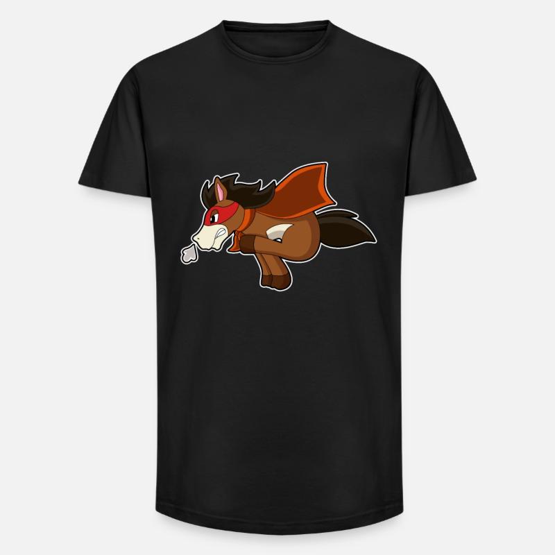 Pferd Held - Long Fit Männer T-Shirt - Schwarz