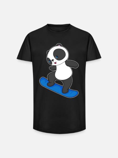 Panda Snowboarder Snowboard - Long Fit Men's T-Shirt - black