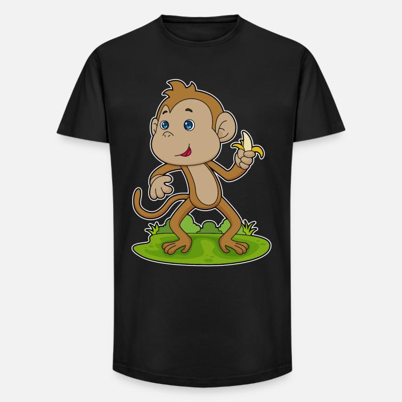 Affe Banane - Long Fit Männer T-Shirt - Schwarz