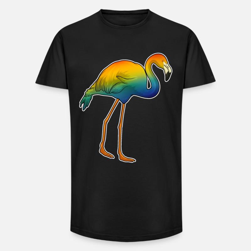 Flamingo Regenbogen - Long Fit Männer T-Shirt - Schwarz