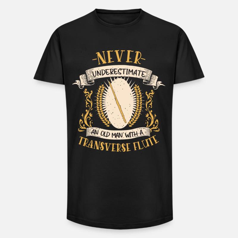 Querflöte Musiker Instrument Blasmusik Geschenk - Long Fit Männer T-Shirt - Schwarz