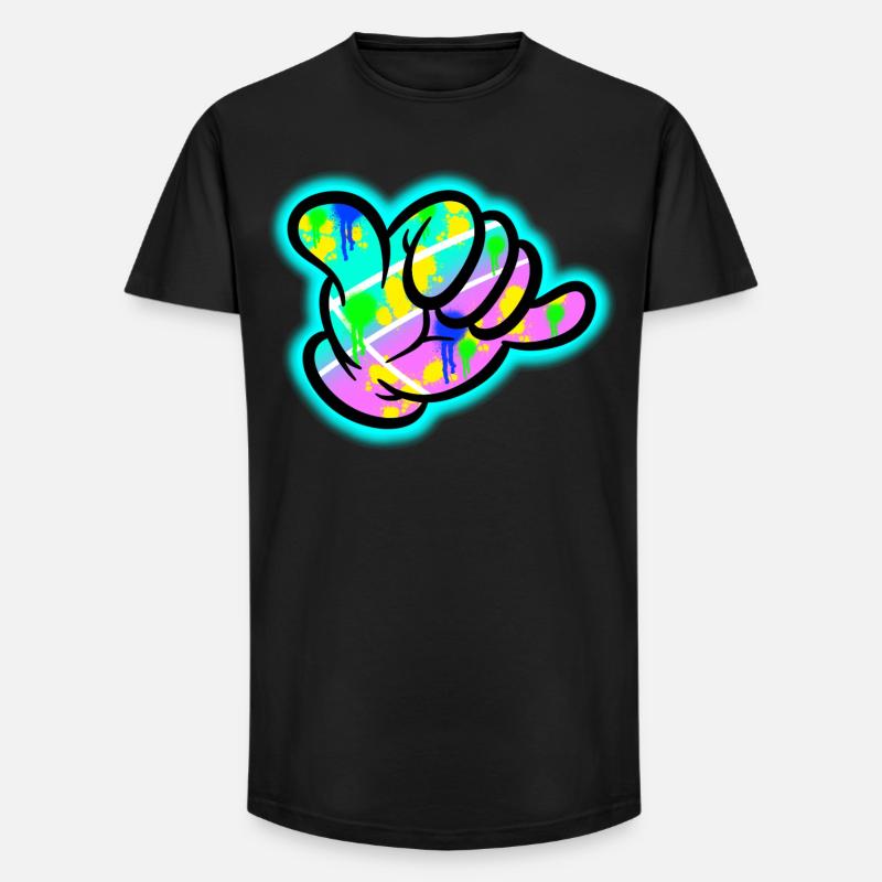 Shaka Graffiti Farbexplosion - Long Fit Männer T-Shirt - Schwarz
