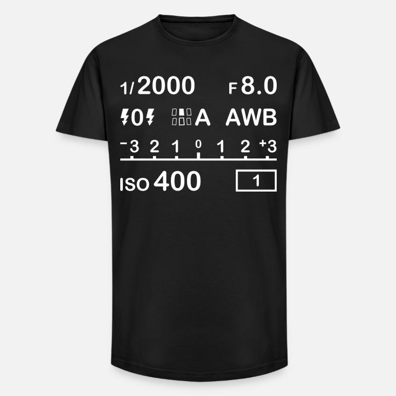Digitalkamera Einstellungen - Long Fit Männer T-Shirt - Schwarz