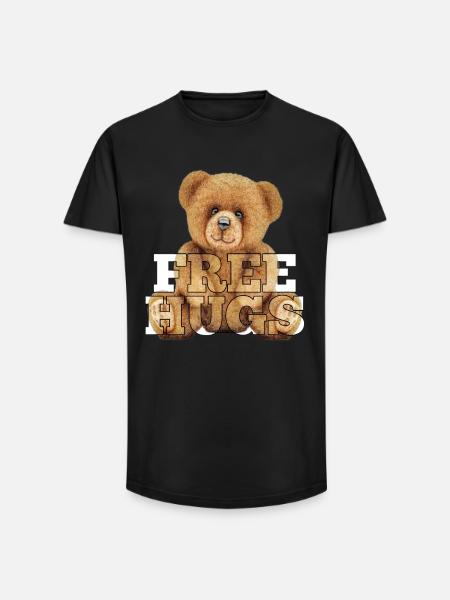 Teddy Free Hugs Gift - Long Fit Men's T-Shirt - black