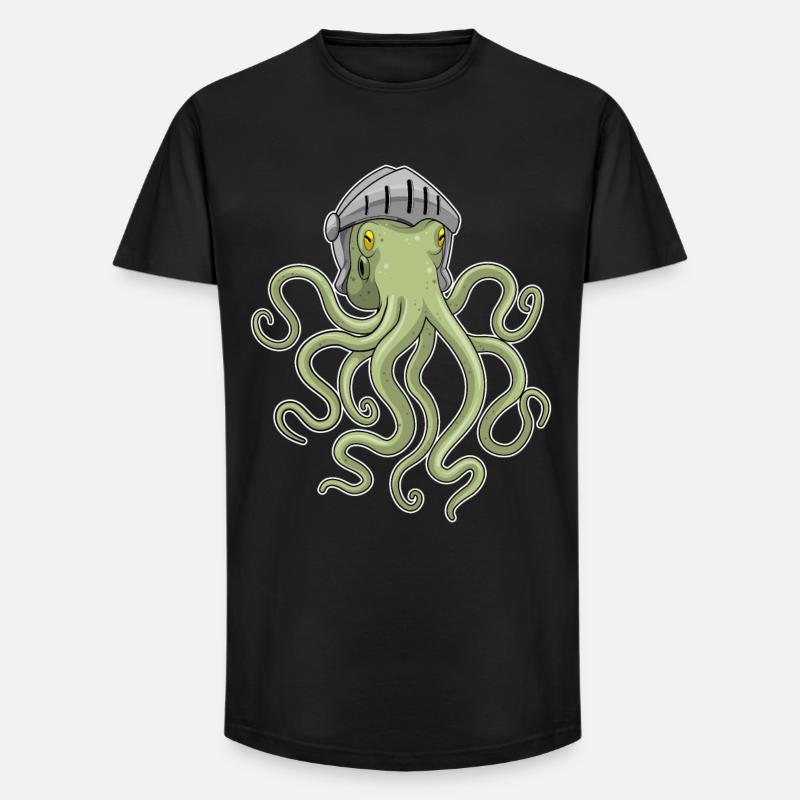 Krake Ritter Helm - Long Fit Männer T-Shirt - Schwarz