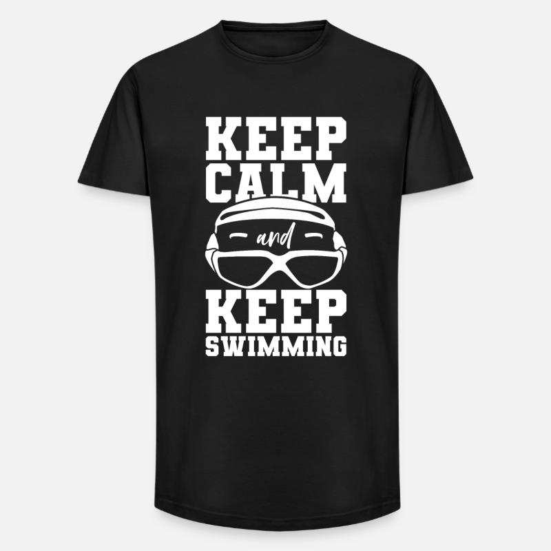 Keep Calm And Keep Swimming - Long Fit Männer T-Shirt - Schwarz
