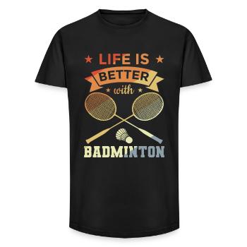 Badminton Citation Vintage - T-shirt coupe longue homme - noir - Devant - AI Model Male 185 light (185cm)