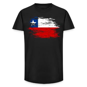 Chile Flagge used - Long Fit Männer T-Shirt - Schwarz - Vorne - AI Model Male 185 light (185cm)