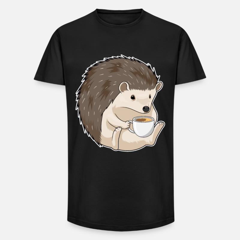 Café hérisson - T-shirt coupe longue homme - noir