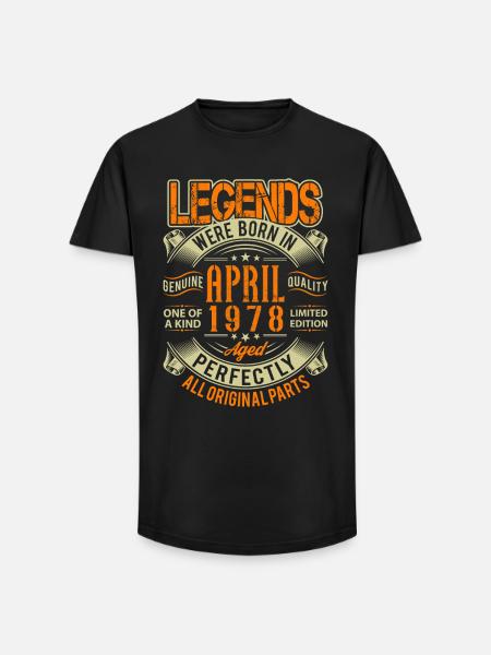 1978 April Birthday Legend - Long Fit Men's T-Shirt - black