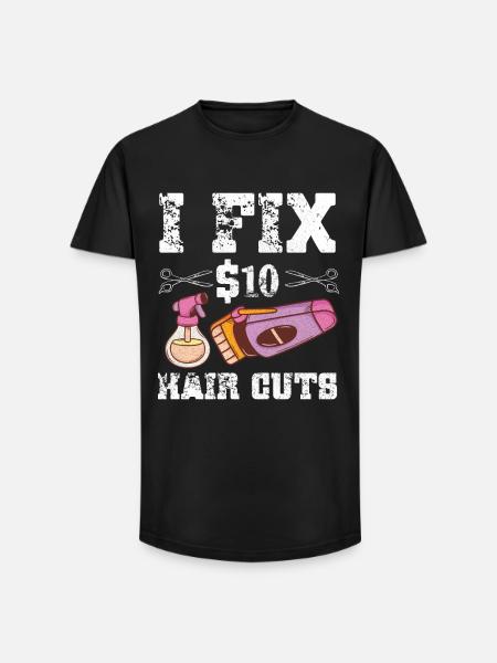 Barbier Coiffeur Coiffeur Coiffeur Barbier - T-shirt coupe longue homme - noir