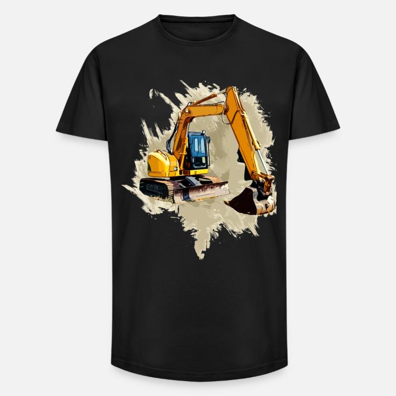 Schaufel-Bagger - Long Fit Männer T-Shirt - Schwarz