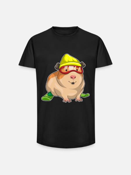 Ski cochon d’Inde ski - T-shirt coupe longue homme - noir