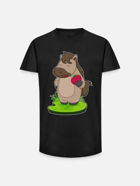 Pferd Apfel - Long Fit Männer T-Shirt - Schwarz