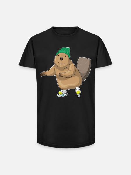 Beaver Ice Skating Skates - Long Fit Men's T-Shirt - black