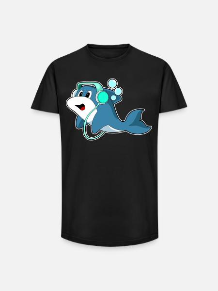 Delfin Headphone Music - Long Fit Men's T-Shirt - black