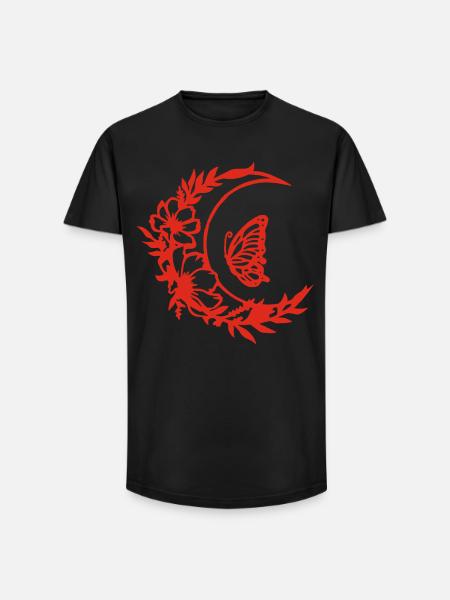 Moon flowers (red) - Long Fit Men's T-Shirt - black