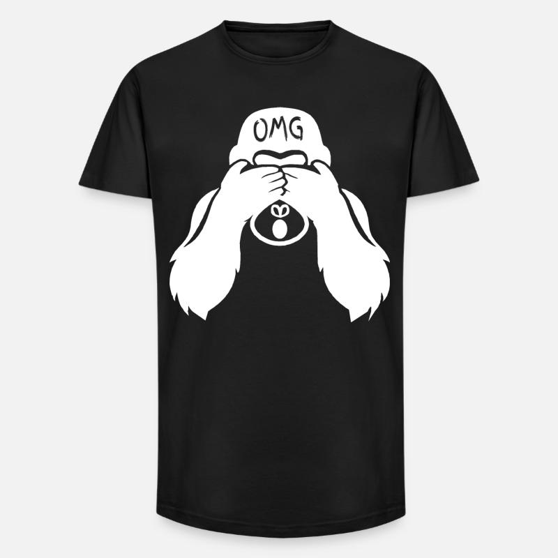 Witziger Gorilla OMG Affe - Long Fit Männer T-Shirt - Schwarz