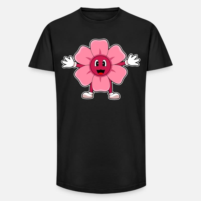 Pinke Blume - Long Fit Männer T-Shirt - Schwarz