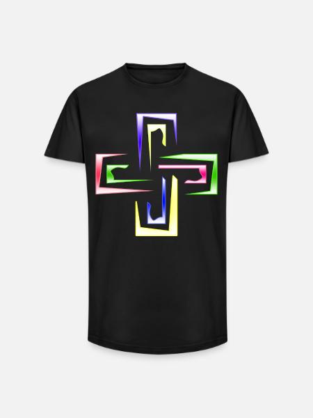 Neon Prism Frames Abstract Logo - Long Fit Men's T-Shirt - black