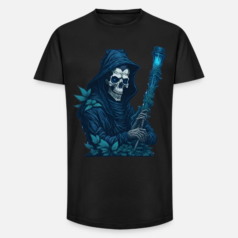 Sensenmann mit Gras Pfeife - Long Fit Männer T-Shirt - Schwarz