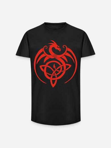 Red dragon and Celtic symbol - Long Fit Men's T-Shirt - black
