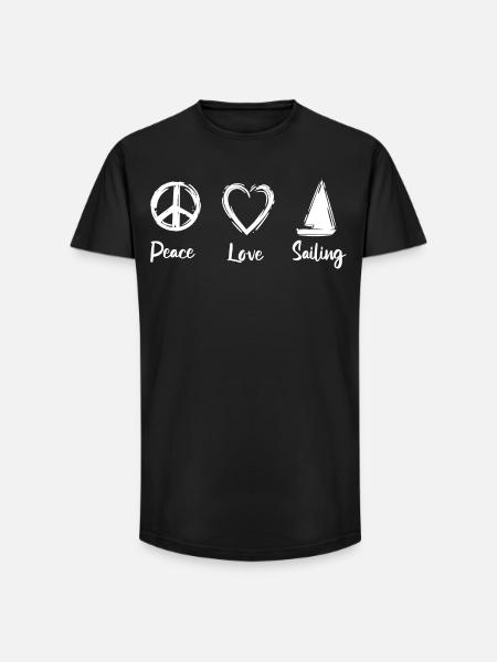 Peace Love Sailing - T-shirt coupe longue homme - noir