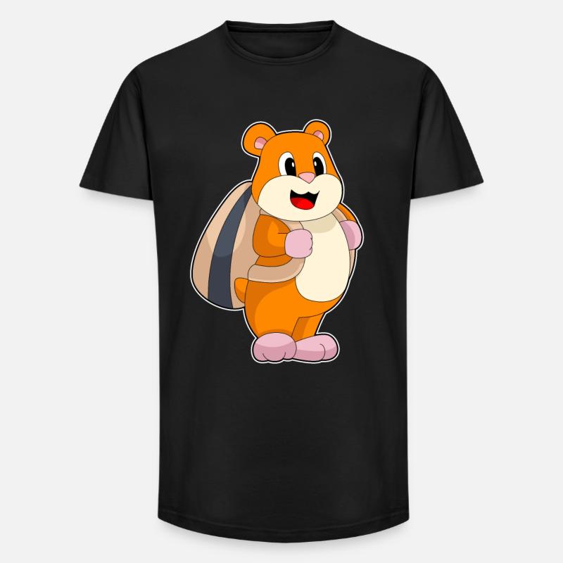 Hamster Samen Rucksack - Long Fit Männer T-Shirt - Schwarz