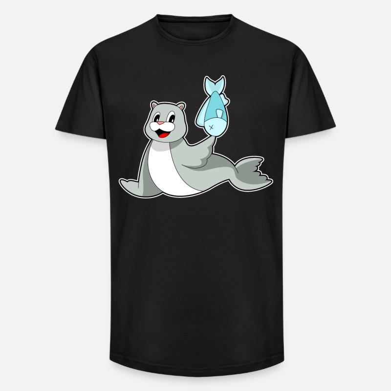 Poisson phoque - T-shirt coupe longue homme - noir