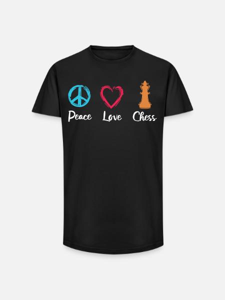 Peace Love Chess - Long Fit Men's T-Shirt - black