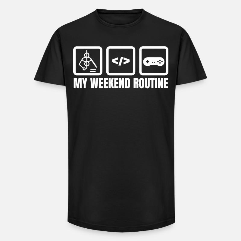 Meine Wochenendroutine - Long Fit Männer T-Shirt - Schwarz