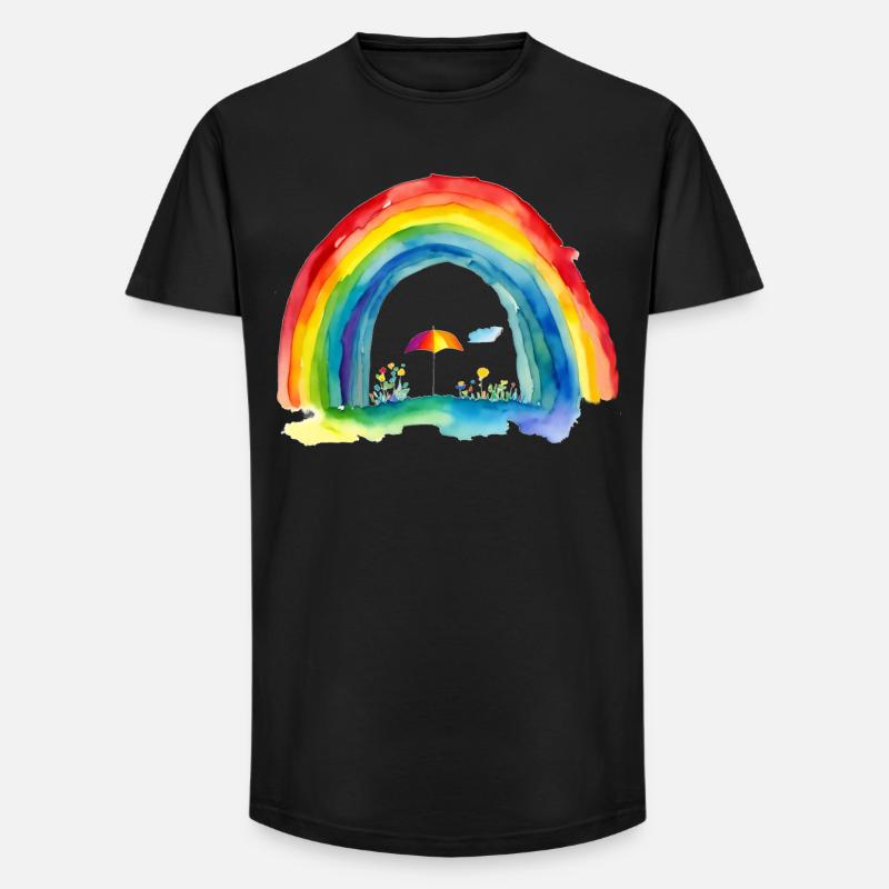 Regenbogen - Long Fit Männer T-Shirt - Schwarz