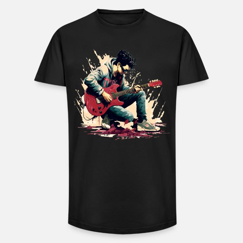 Gitarrist - Long Fit Männer T-Shirt - Schwarz