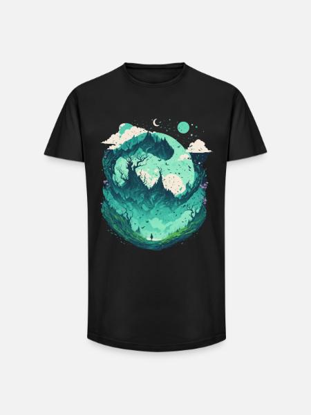 Fantasy Wonderland Fairytale Forest - Long Fit Men's T-Shirt - black