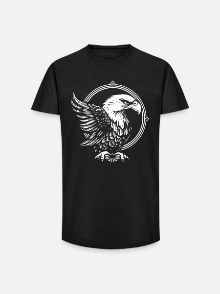 Eagle in a circle - Long Fit Men's T-Shirt - black