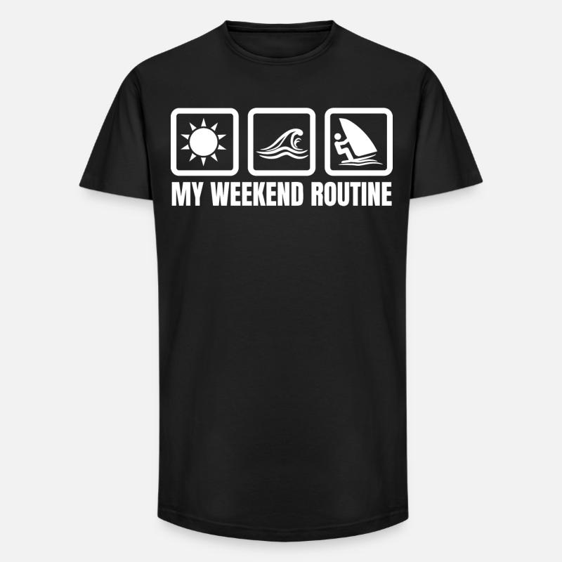 Ma routine du week-end - T-shirt coupe longue homme - noir
