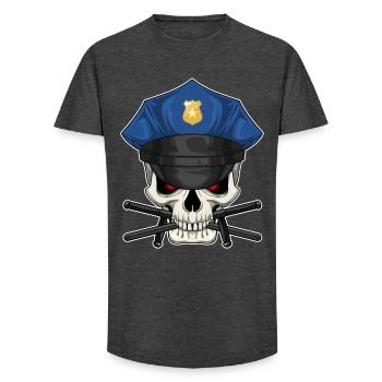Skull Policeman Baton Police - Long Fit Men's T-Shirt - charcoal grey - Front - AI Model Male 185 light (185cm)