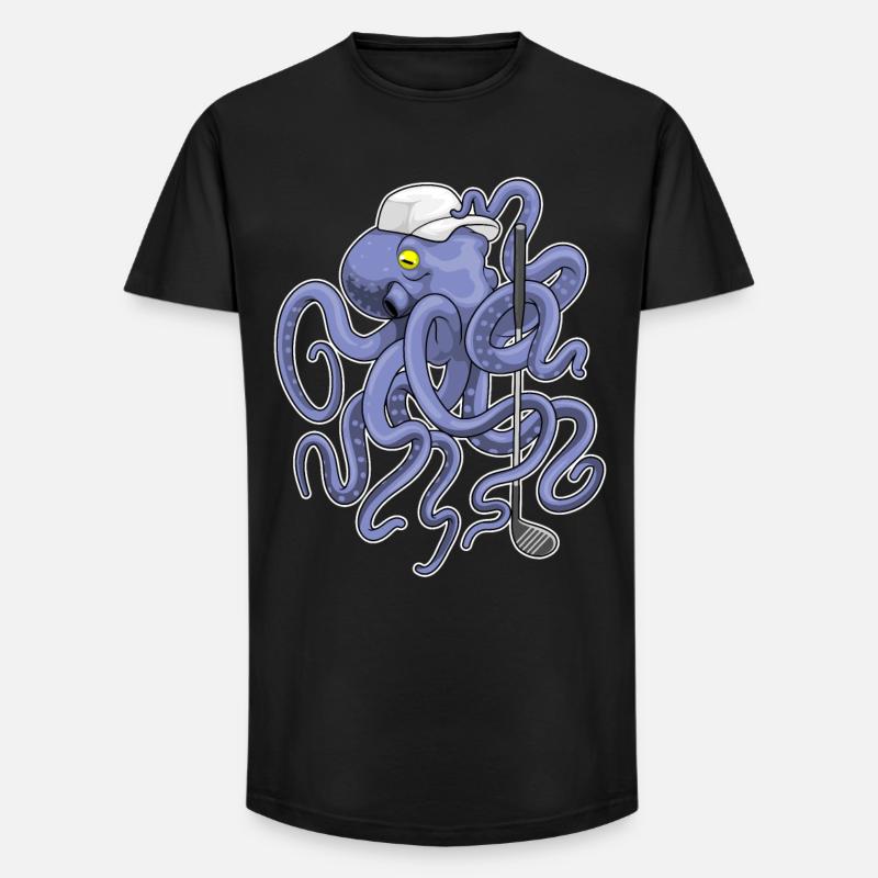 Krake Golf Golfschläger - Long Fit Männer T-Shirt - Schwarz