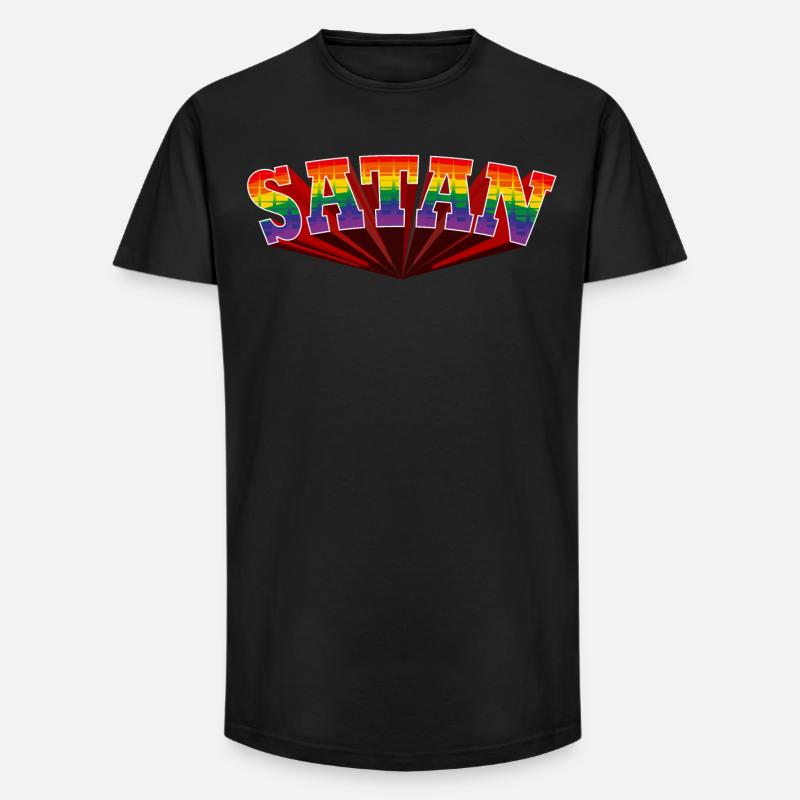Satan Regenbogen Text - Long Fit Männer T-Shirt - Schwarz