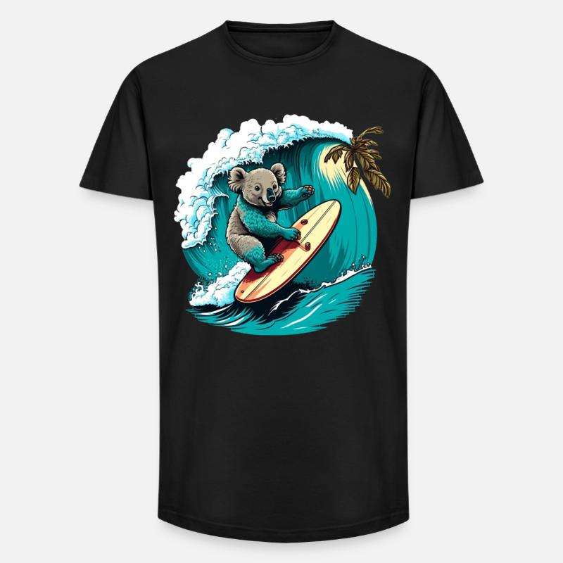 Koala hat Spass beim Surfen - Long Fit Männer T-Shirt - Schwarz
