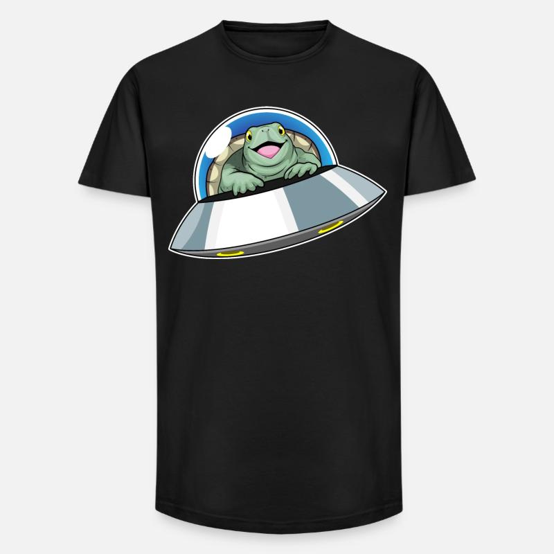Turtle Spaceship Space - T-shirt coupe longue homme - noir