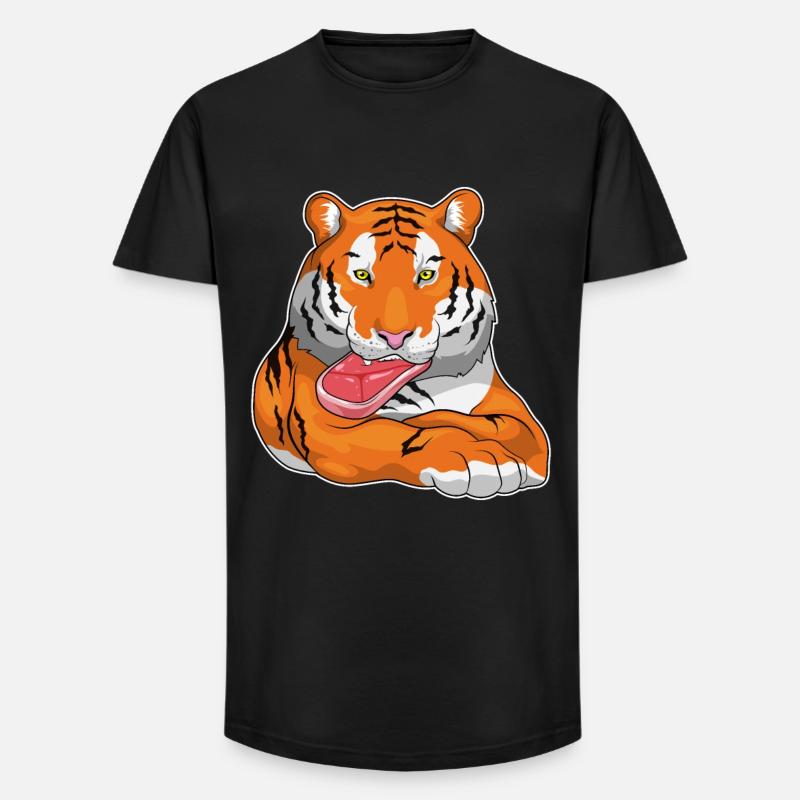 Tiger Fleisch - Long Fit Männer T-Shirt - Schwarz
