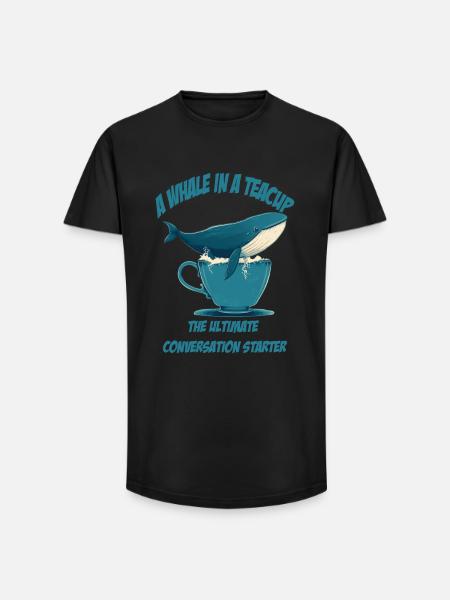 Whale in teacup conversation starter - Long Fit Men's T-Shirt - black